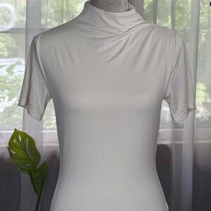 Naked Wardrobe Mock Neck White Women's Top